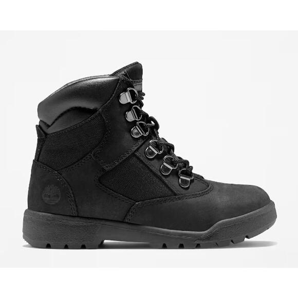 TIMBERLAND 6" FIELD BOOT Boys Size 6 TB044990 KID'S BLACK NUBUCK Unisex - Picture 1 of 16